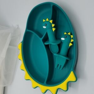 Nicingu silicone dinosaur plate for baby